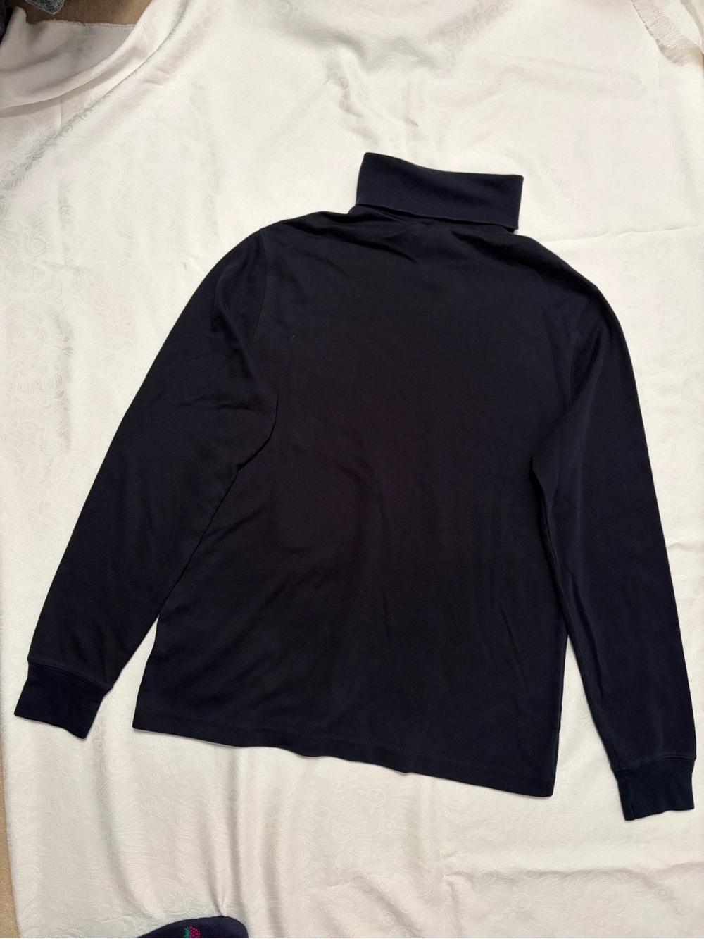 Lands' End women’s Cotton Turtleneck Long-Sleeve Sweater in Black